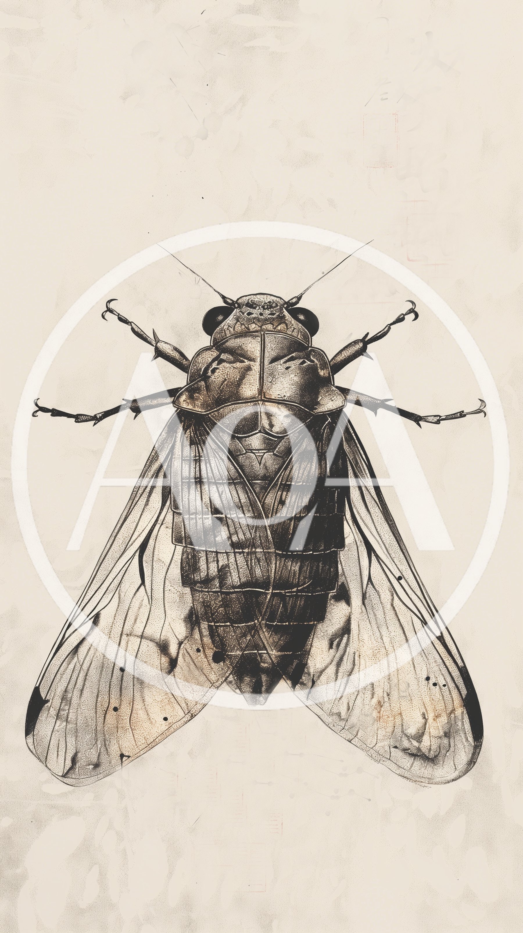 Detailed Ink Illustration Of A Cicada Insect
