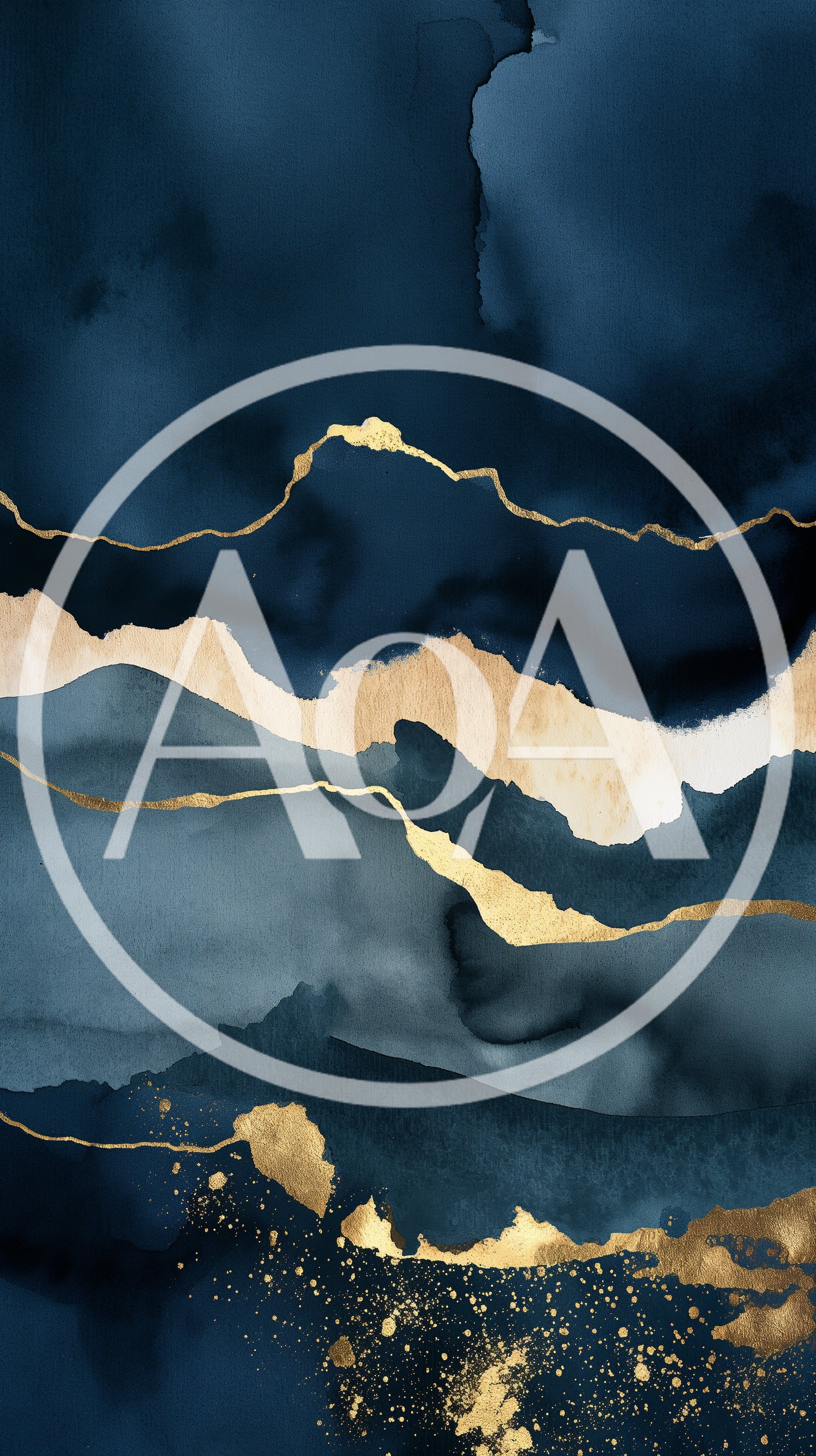 Abstract Navy Blue And Gold Watercolor Texture Background