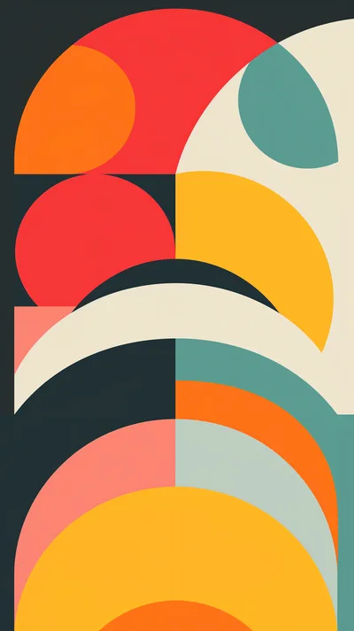 Abstract Geometric Composition With Vibrant Colorful Shapes
