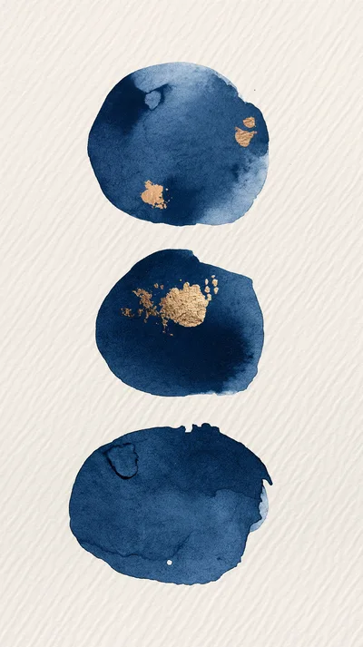 Abstract Watercolor Circles With Gold Leaf Accents