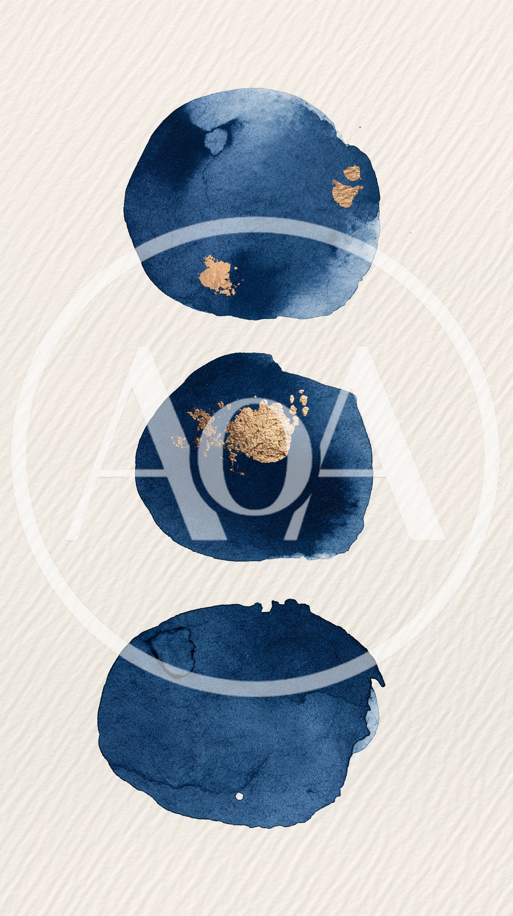 Abstract Watercolor Circles With Gold Leaf Accents