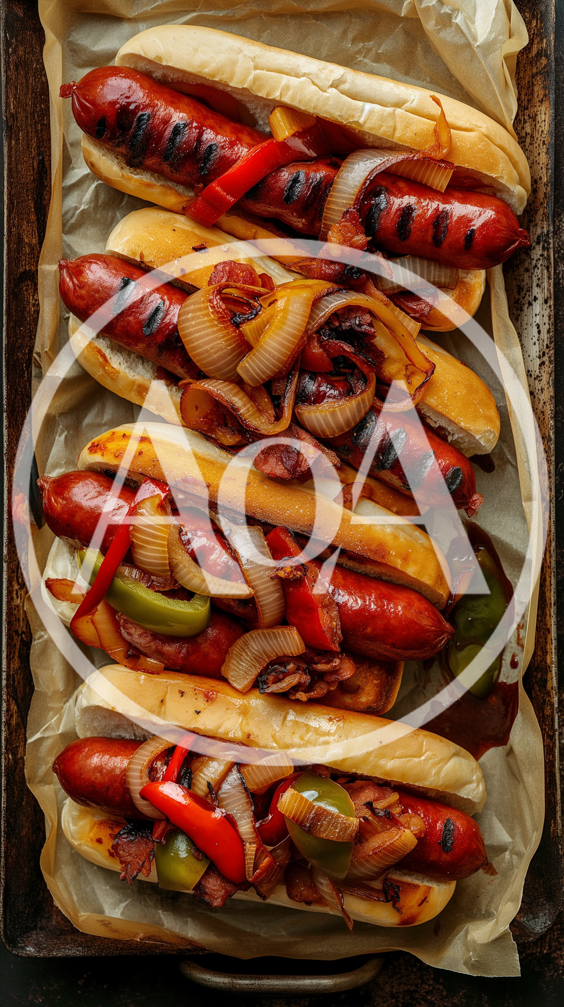 Grilled Hot Dogs With Peppers And Onions