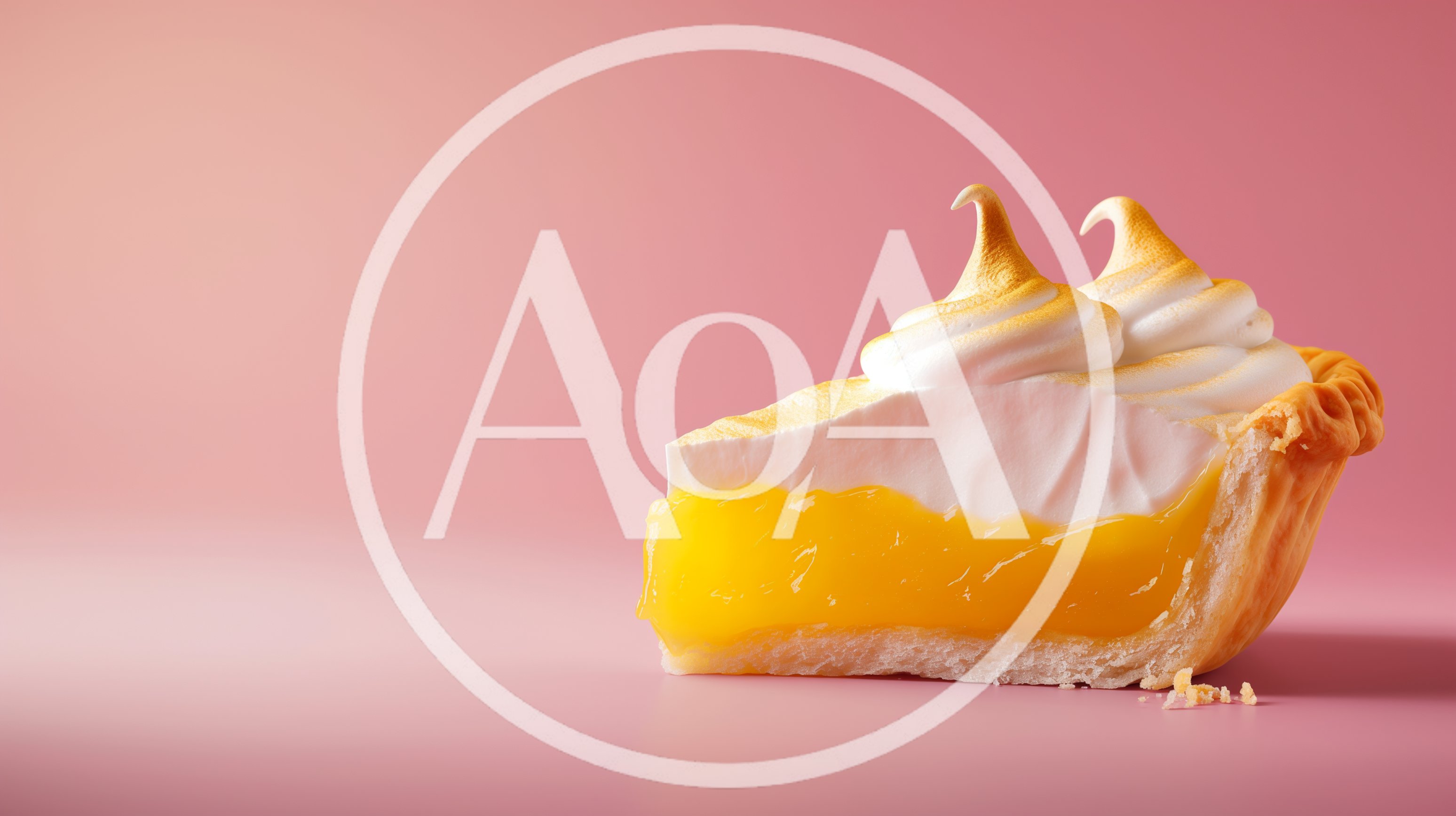 Single Slice Of Lemon Meringue Pie On Pink Background