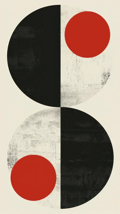 Minimalist Abstract Geometric Composition With Circles And Texture