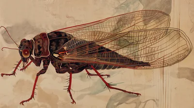 Detailed Scientific Illustration Of A Cicada Insect