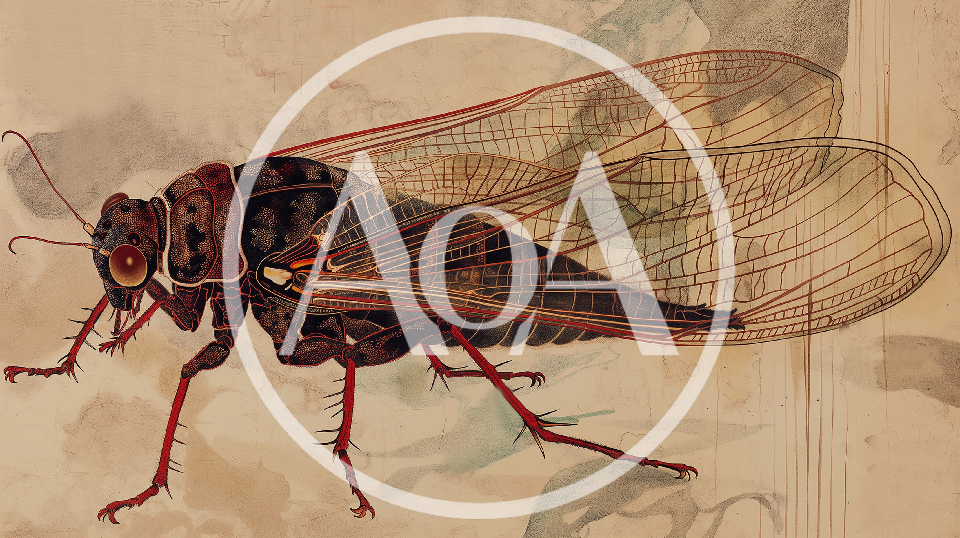 Detailed Scientific Illustration Of A Cicada Insect