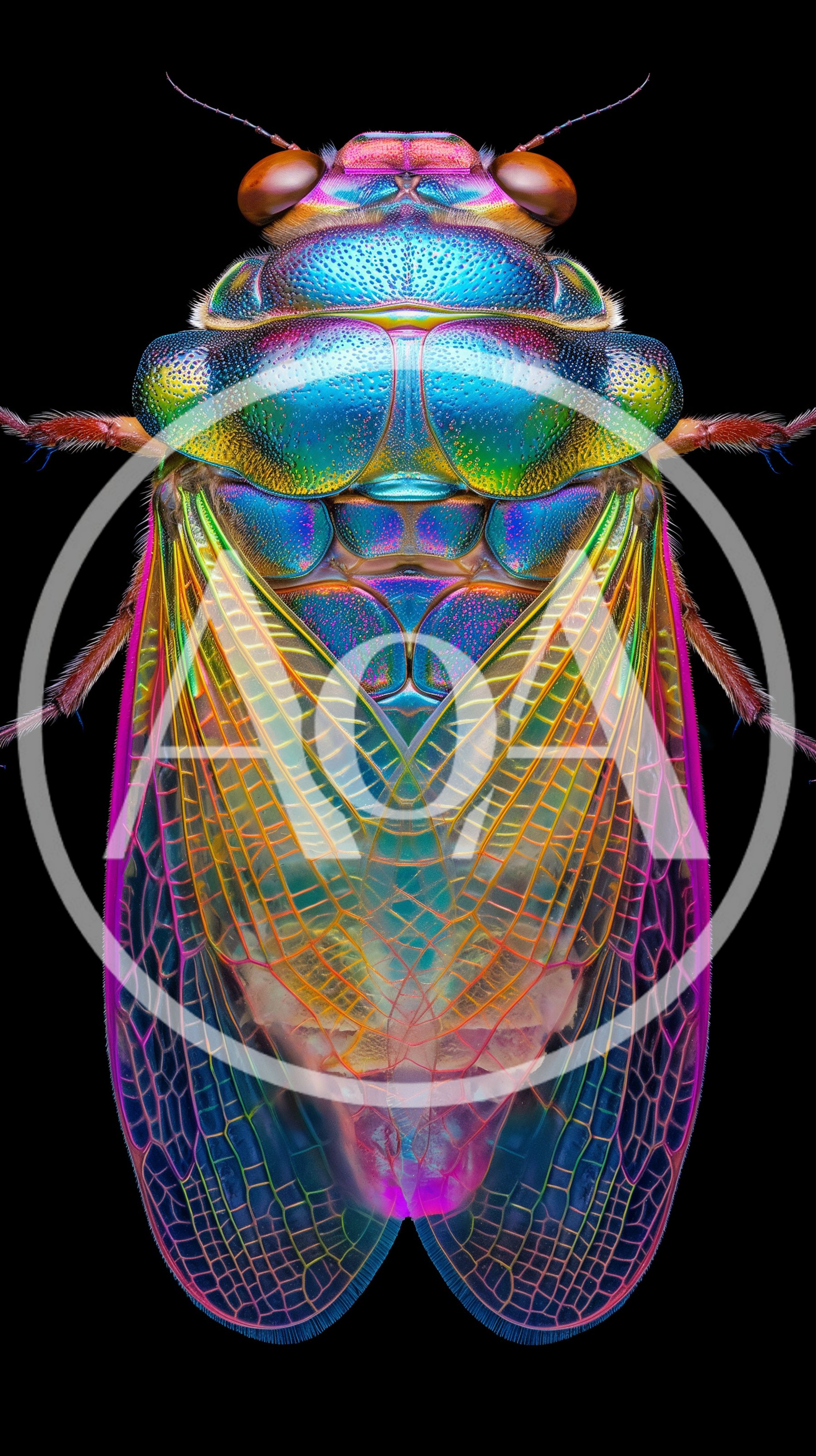 Macro Photography Of A Vibrant Iridescent Cicada
