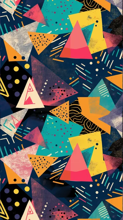 Abstract Memphis Style Geometric Pattern Background