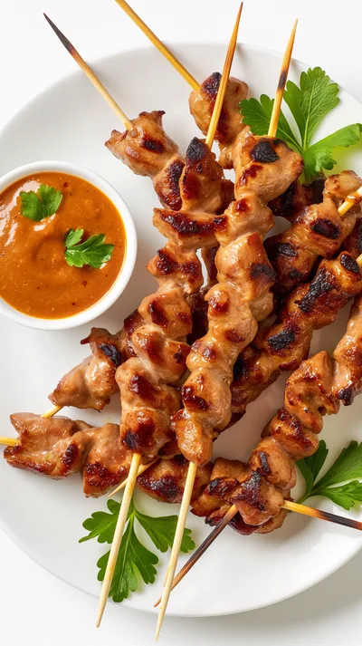 Grilled Chicken Satay Skewers With Peanut Sauce