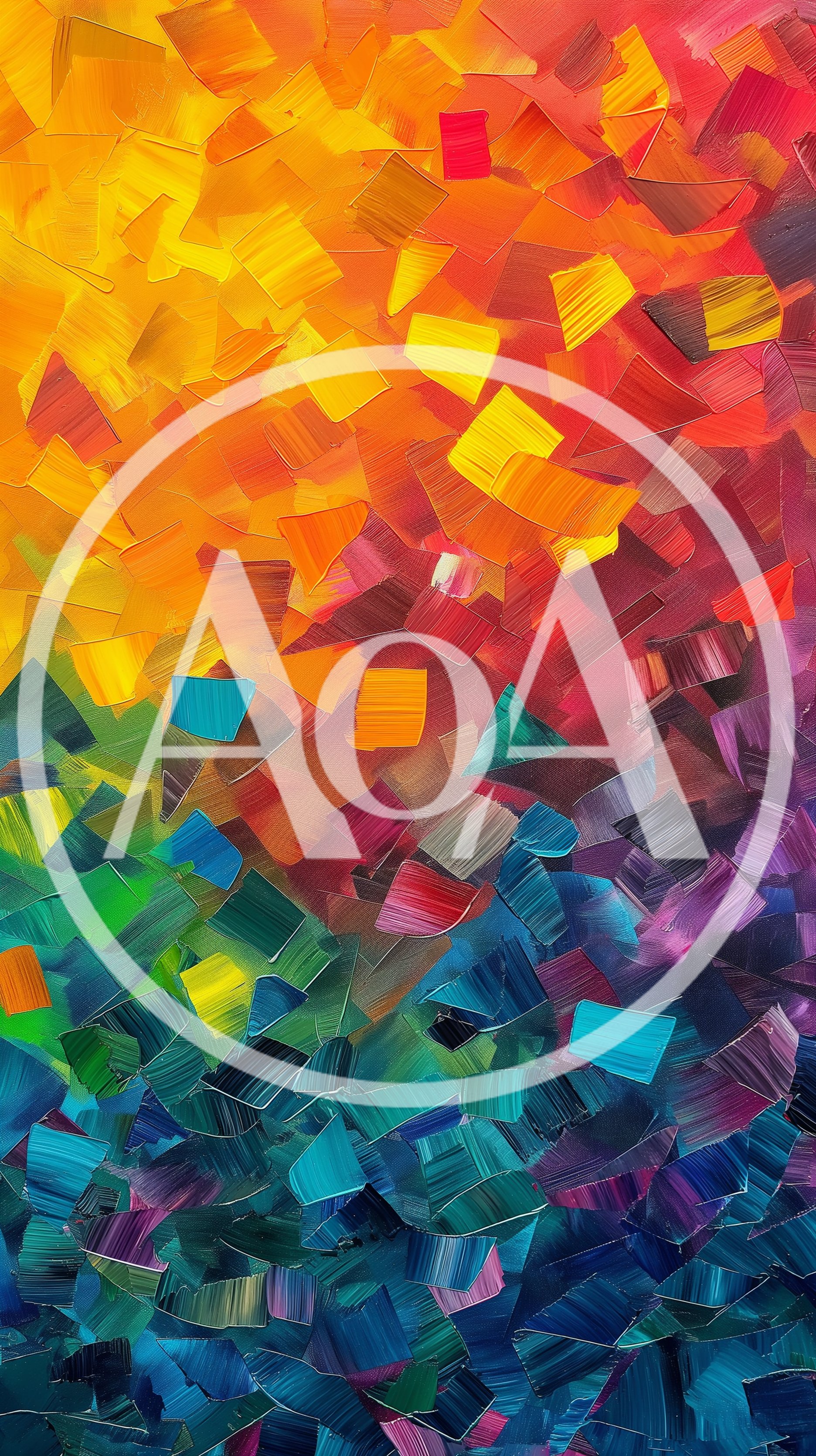 Abstract Oil Painting With Vibrant Rainbow Color Palette