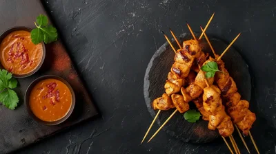 Grilled Chicken Satay Skewers With Peanut Sauce