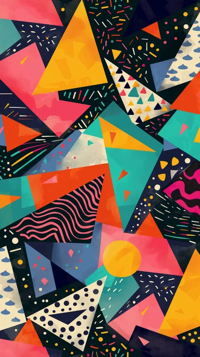 Abstract Memphis Style Geometric Pattern Background