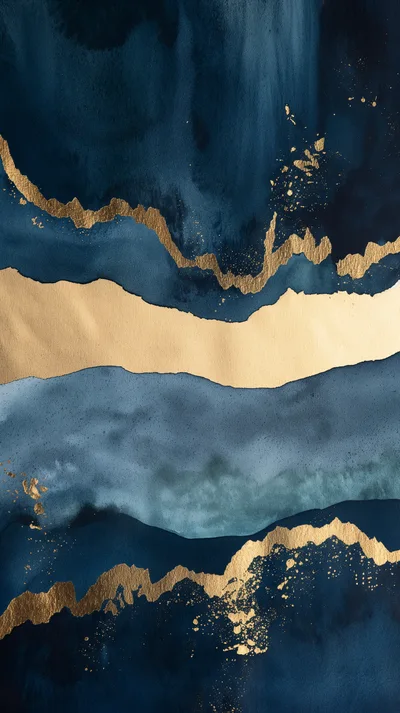 Abstract Watercolor Background With Gold Foil Accents