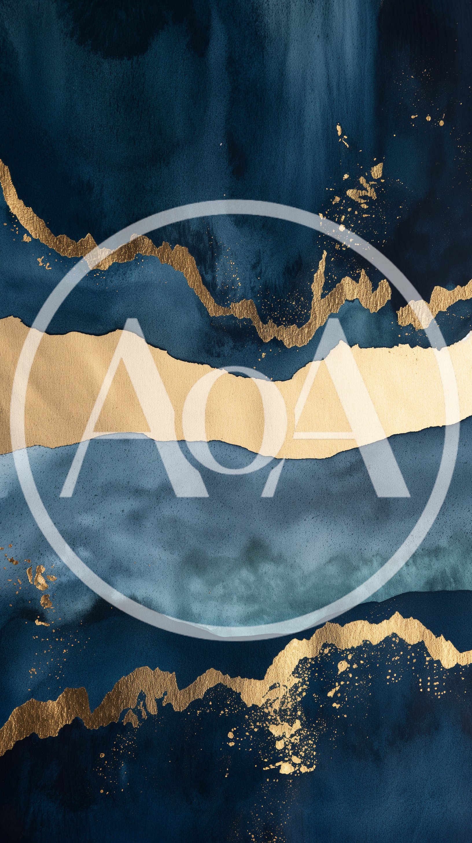 Abstract Watercolor Background With Gold Foil Accents