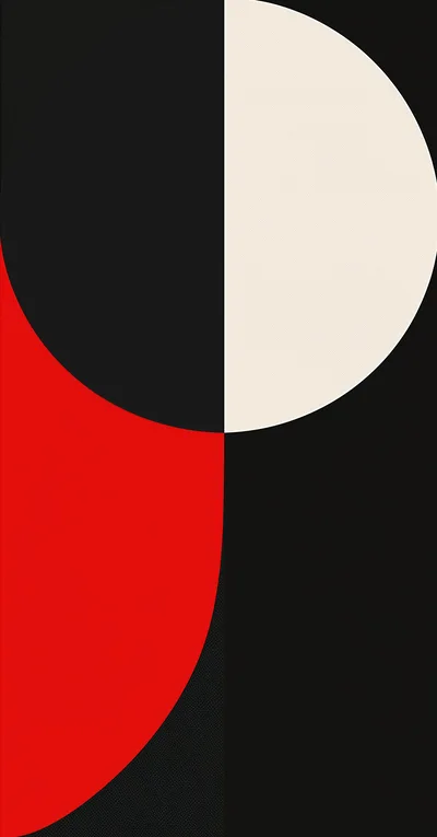 Minimalist Abstract Geometric Composition With Red And White Circles