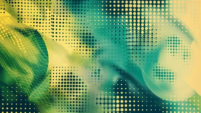 Abstract Digital Background With Halftone Dots And Waves