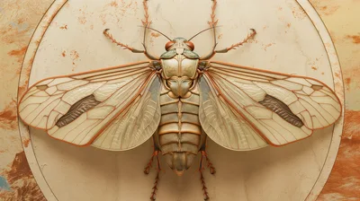 Macro View Of A Stylized Cicada Insect