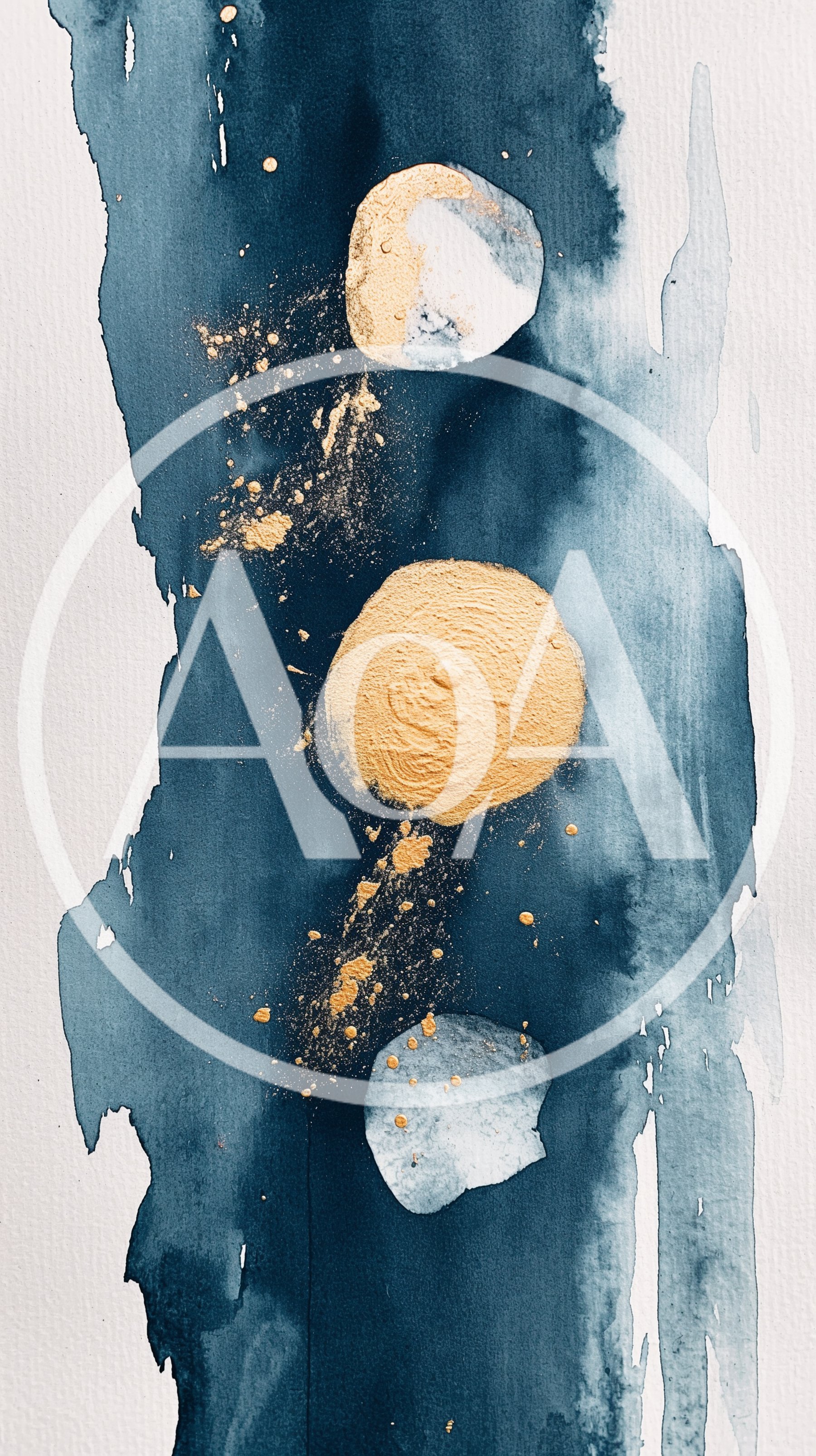 Abstract Watercolor Painting With Gold Leaf Accents