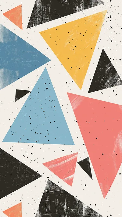 Abstract Geometric Pattern With Colorful Triangles And Texture