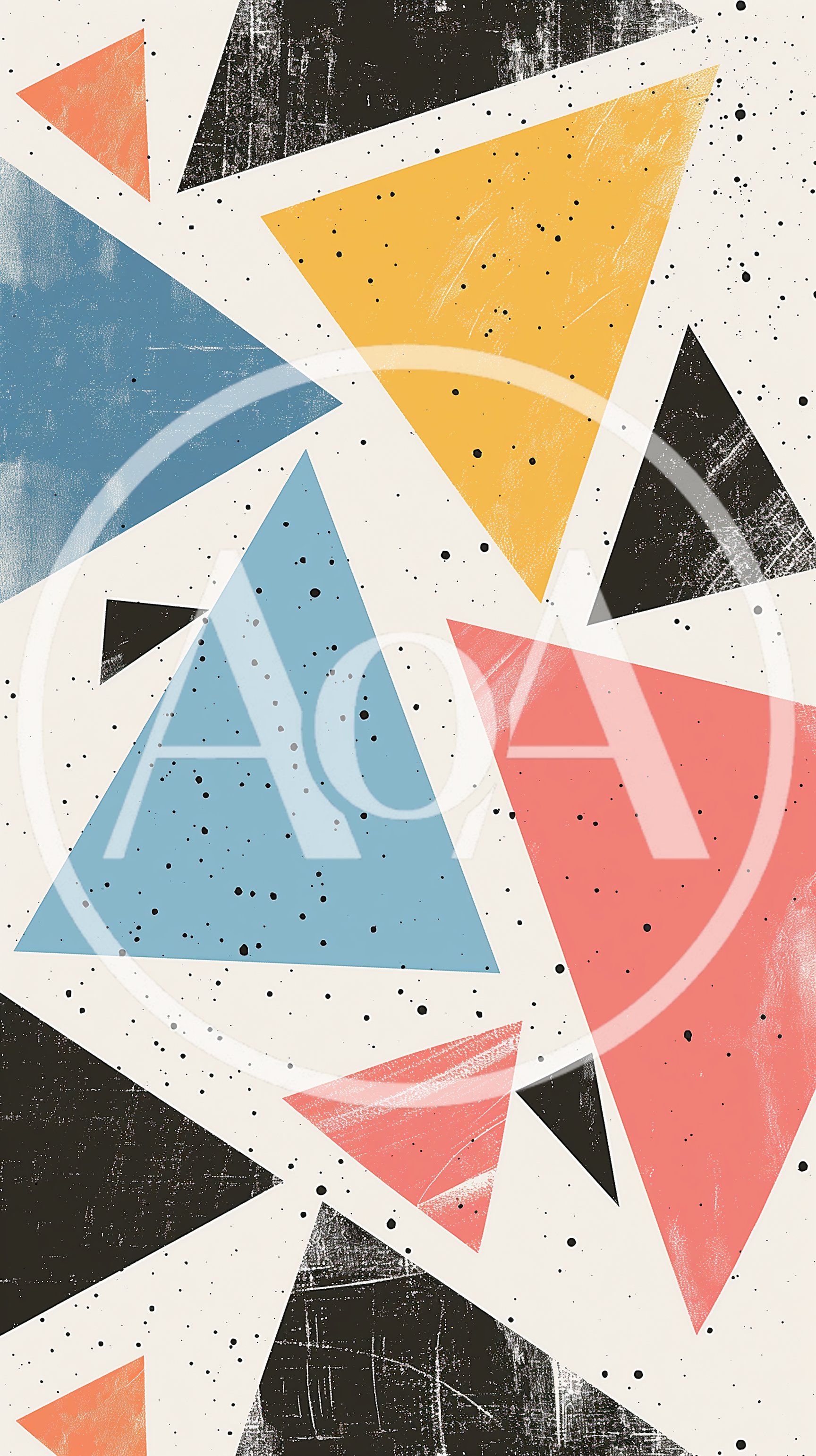 Abstract Geometric Pattern With Colorful Triangles And Texture