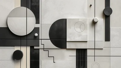 Abstract Geometric Composition With Minimalist Shapes And Textures