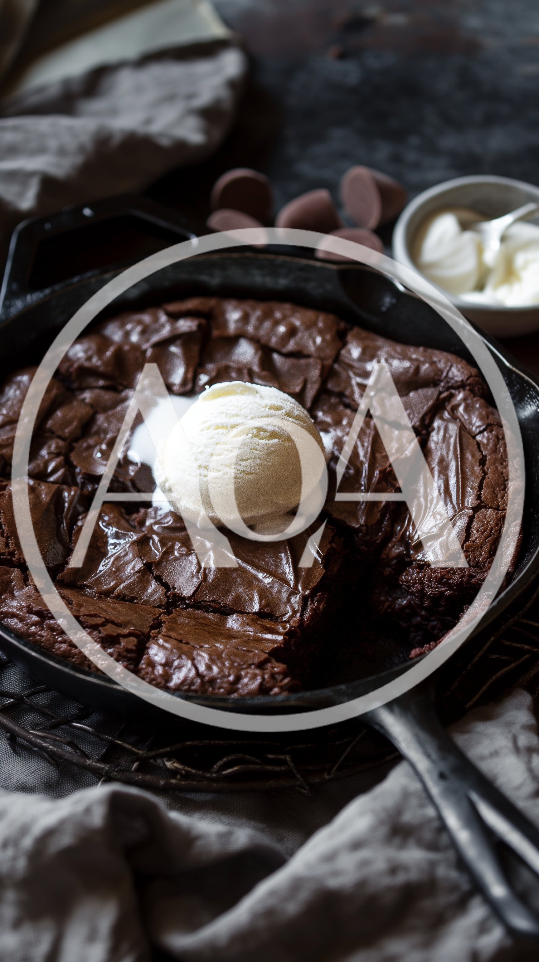 Skillet Brownie Topped With Vanilla Ice Cream