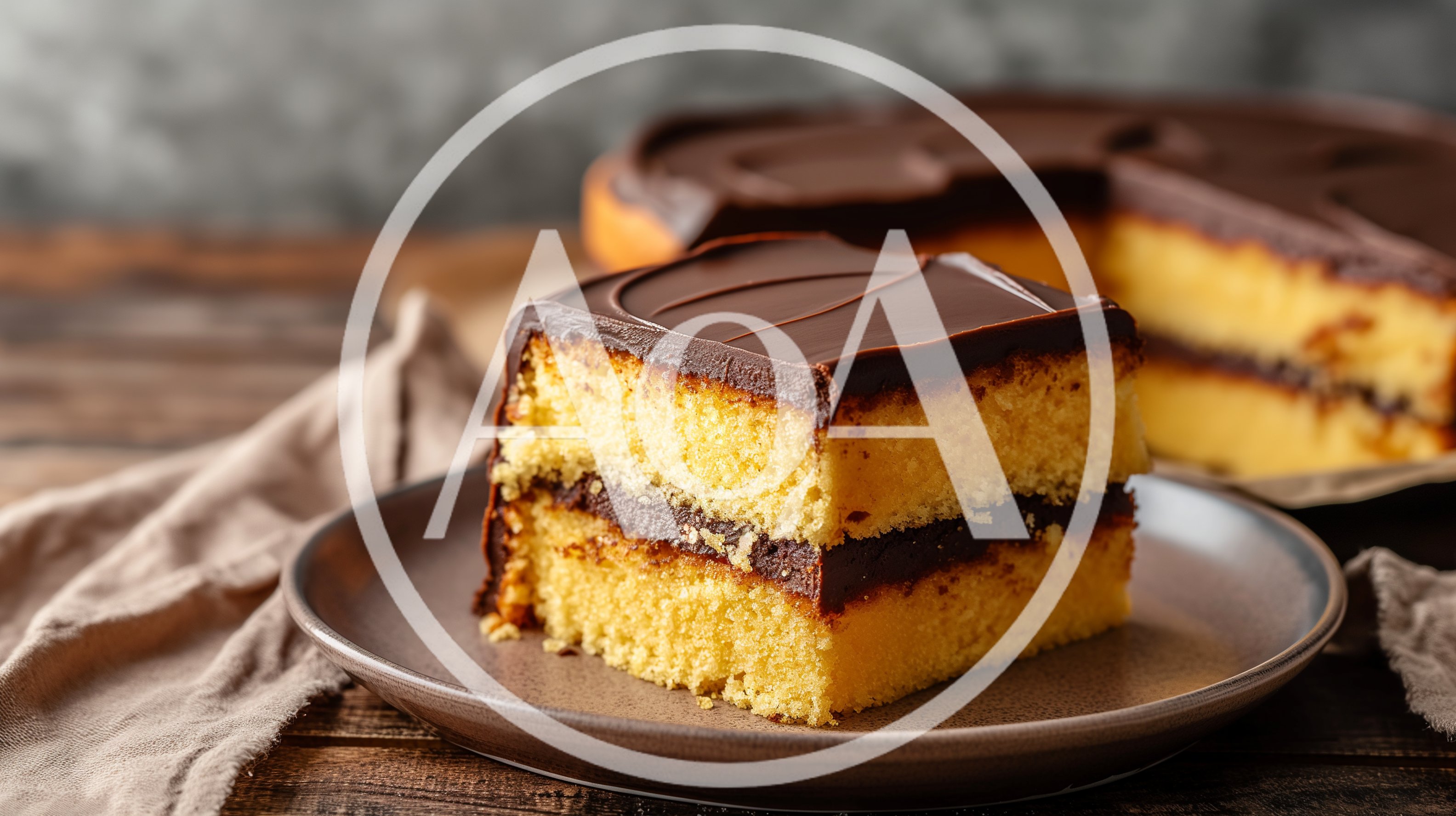 Slice of Chocolate Layer Cake on a Plate