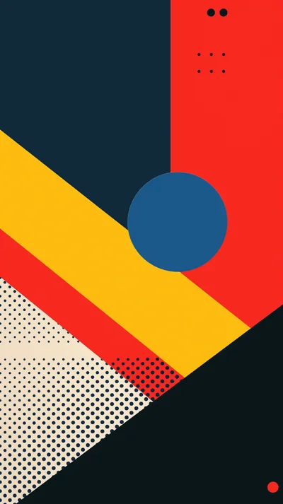 Abstract Geometric Composition With Bold Shapes And Patterns