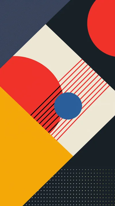 Abstract Geometric Composition With Bauhaus Style Elements