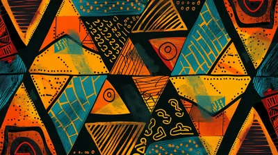 Abstract Geometric Pattern With Tribal Inspired Shapes