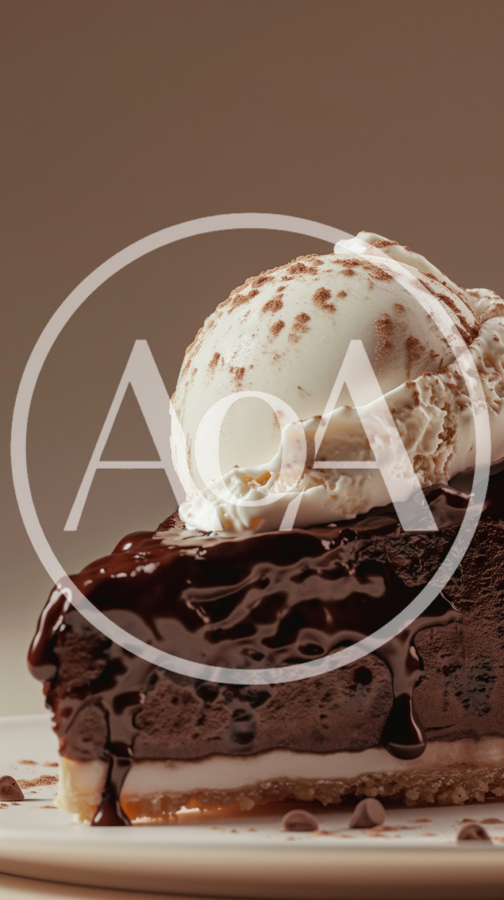 Slice Of Chocolate Cheesecake Topped With Vanilla Ice Cream