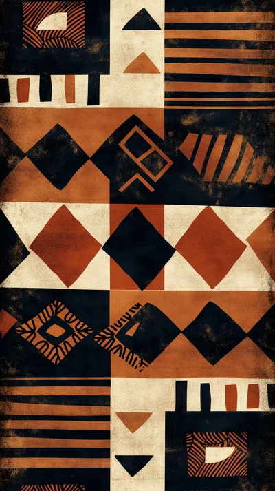 Abstract Geometric Tribal Pattern With Earthy Tones