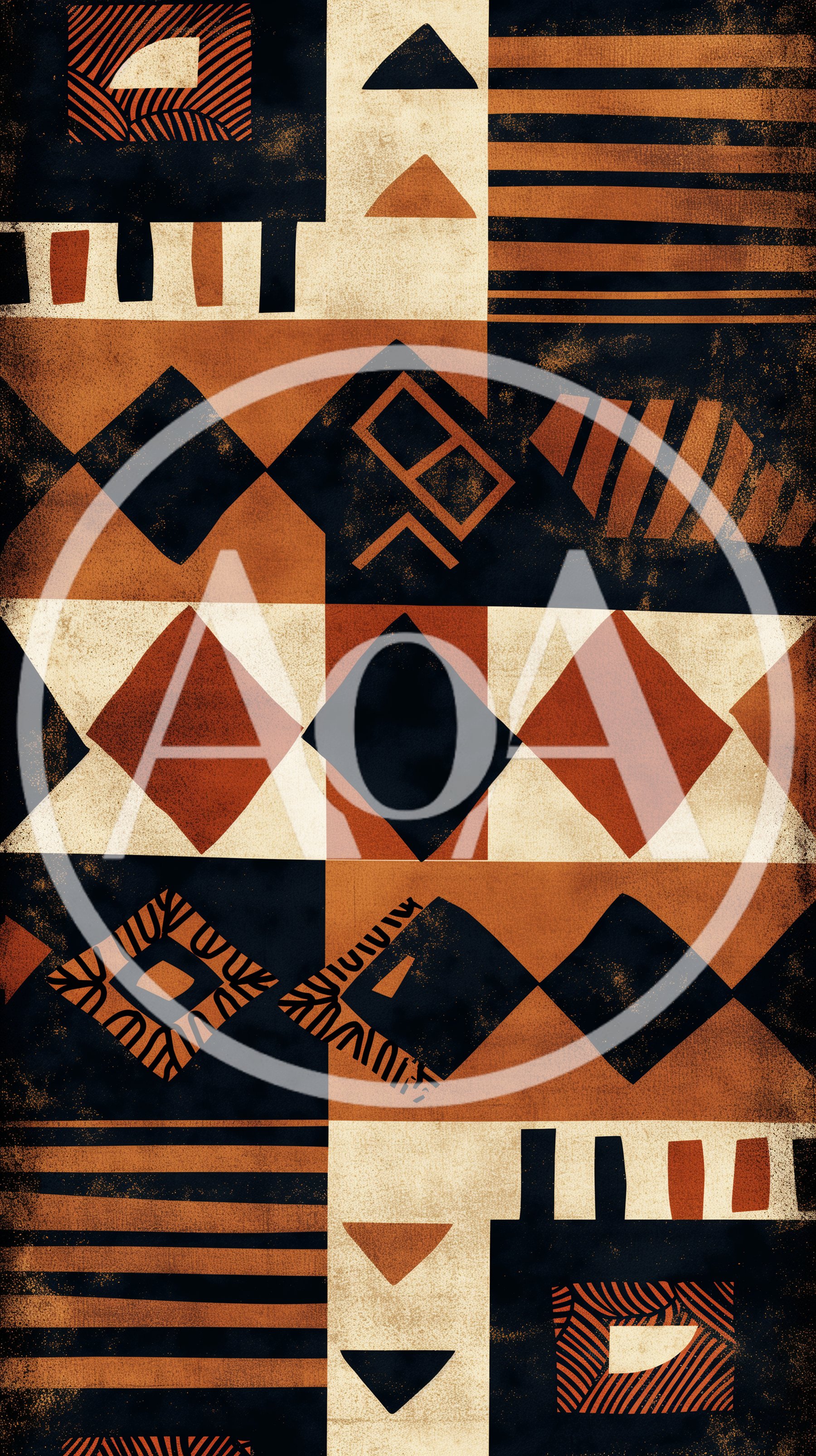 Abstract Geometric Tribal Pattern With Earthy Tones