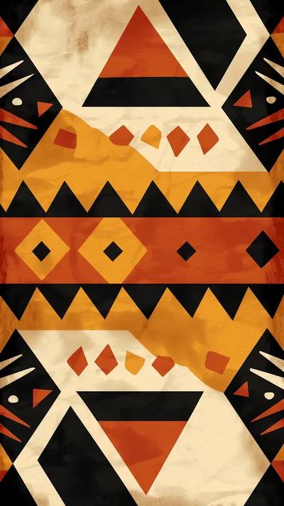 Abstract Tribal Pattern With Geometric Shapes And Earth Tones