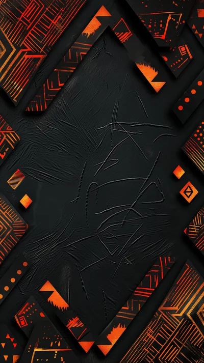 Abstract Geometric Background With Tribal Orange Patterns