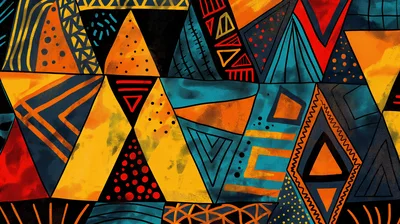Abstract Geometric Pattern With Tribal African Inspired Motifs