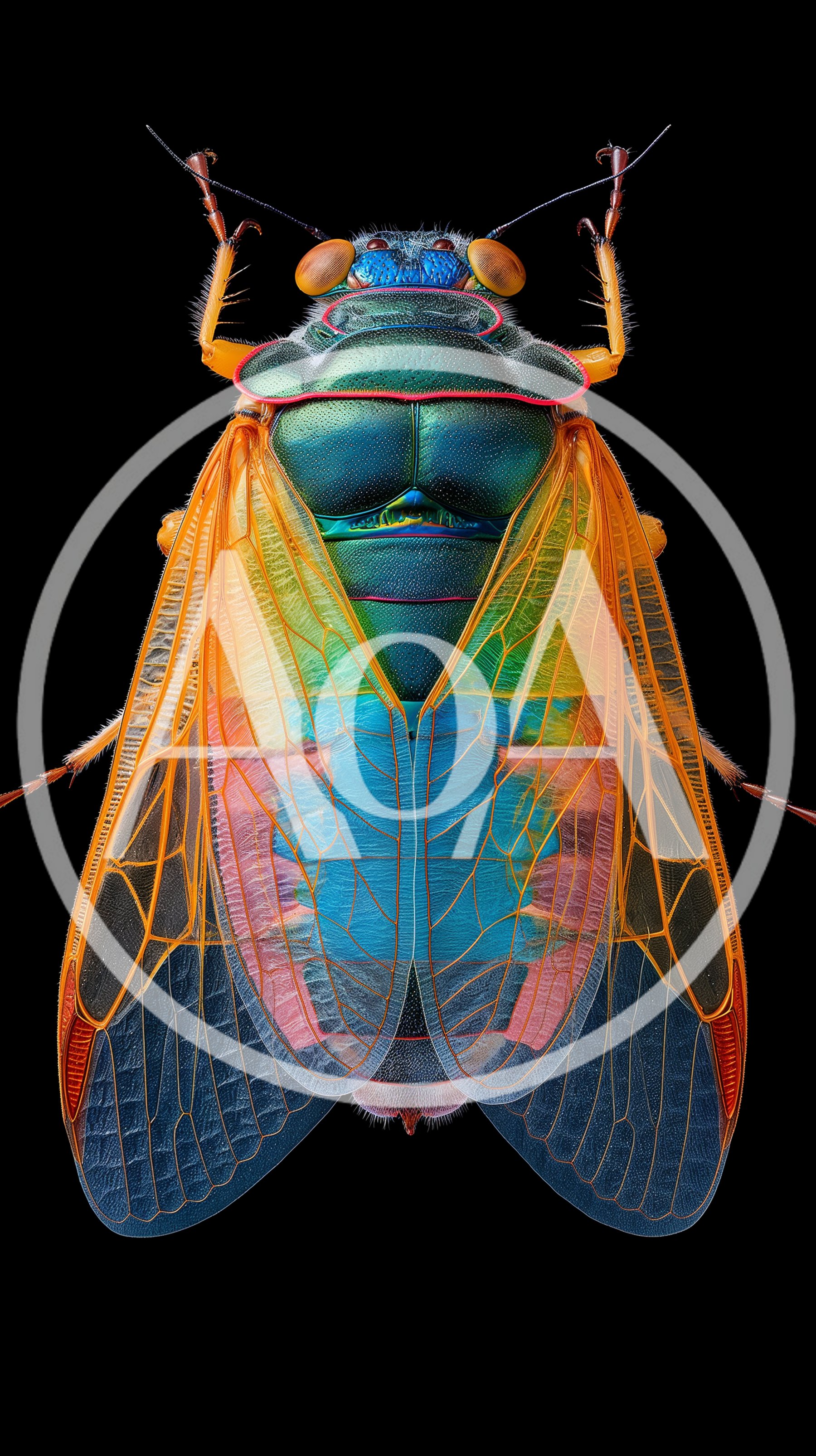 Macro Studio Portrait Of A Vibrant Colorful Cicada