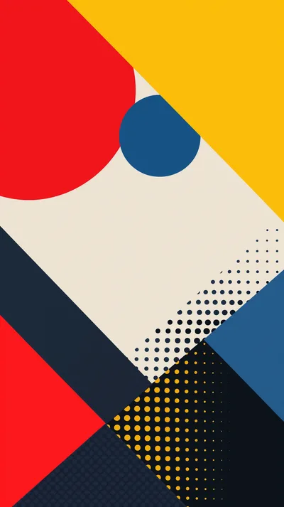 Abstract Geometric Composition With Bauhaus Style Shapes