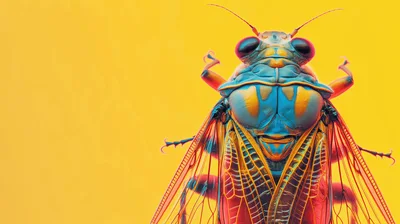 Macro Close Up Of A Vibrant Colorful Cicada