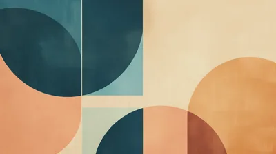 Abstract Geometric Composition With Minimalist Shapes And Earth Tones