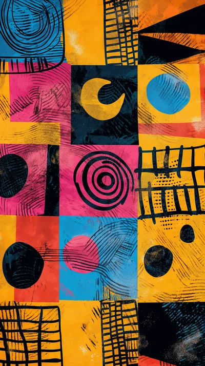 Abstract Geometric Pattern With Vibrant Colors And Shapes