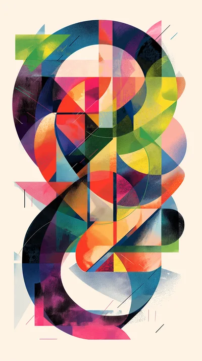 Abstract Geometric Composition With Vibrant Overlapping Shapes