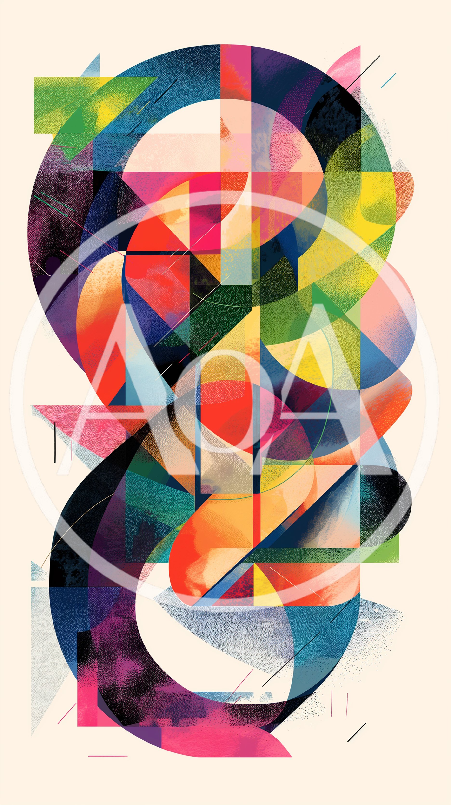 Abstract Geometric Composition With Vibrant Overlapping Shapes