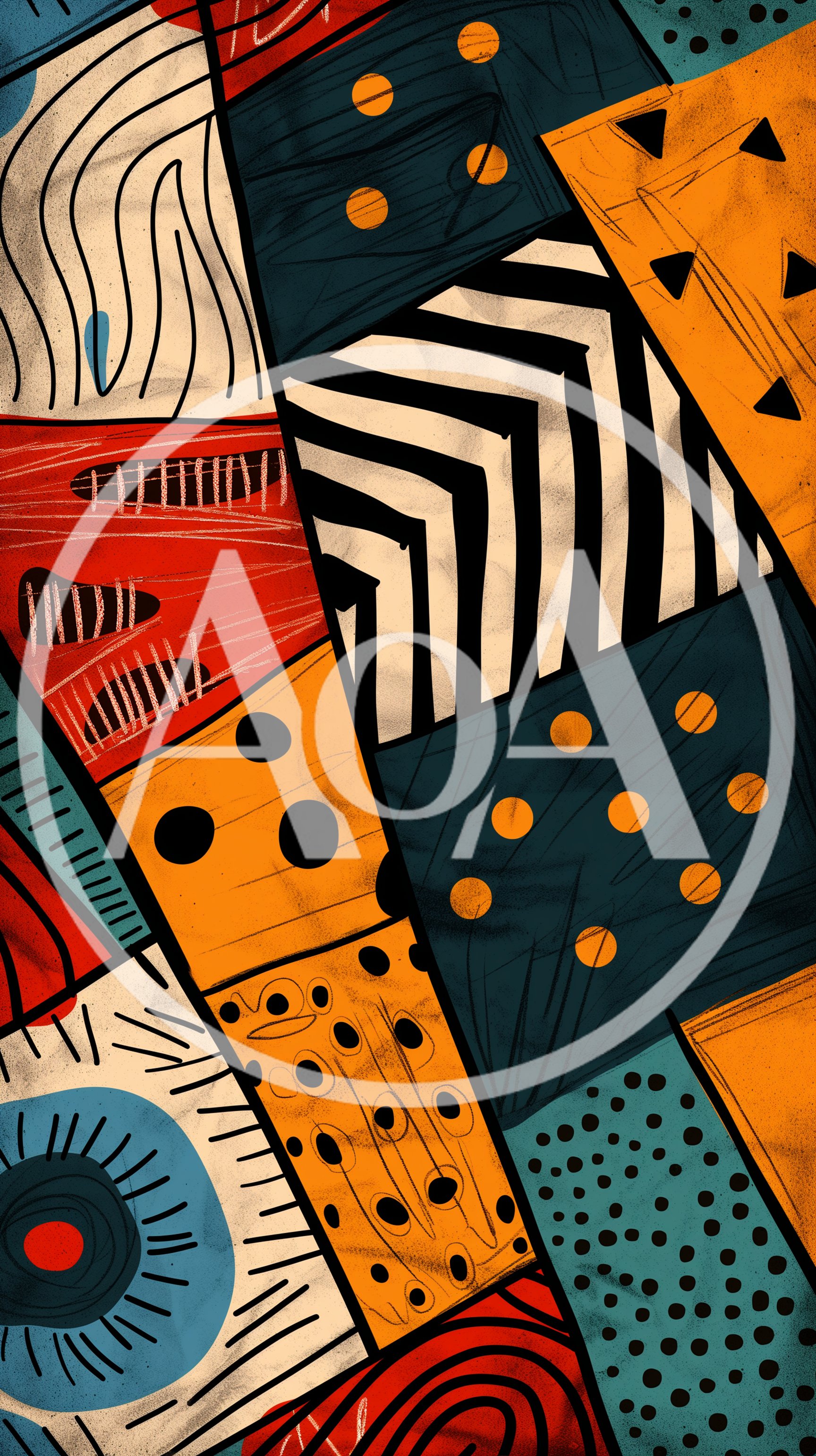 Abstract Geometric Pattern With Textured Shapes And Lines