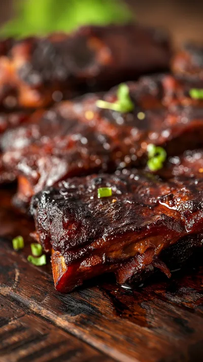 Close Up Of Glazed Barbecue Pork Ribs
