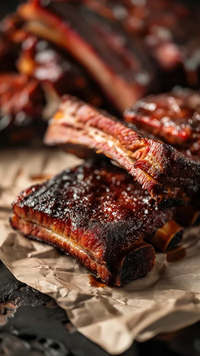Smoked Barbecue Pork Ribs On Butcher Paper