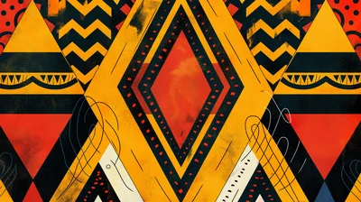 Abstract Geometric Pattern With African Inspired Tribal Motifs