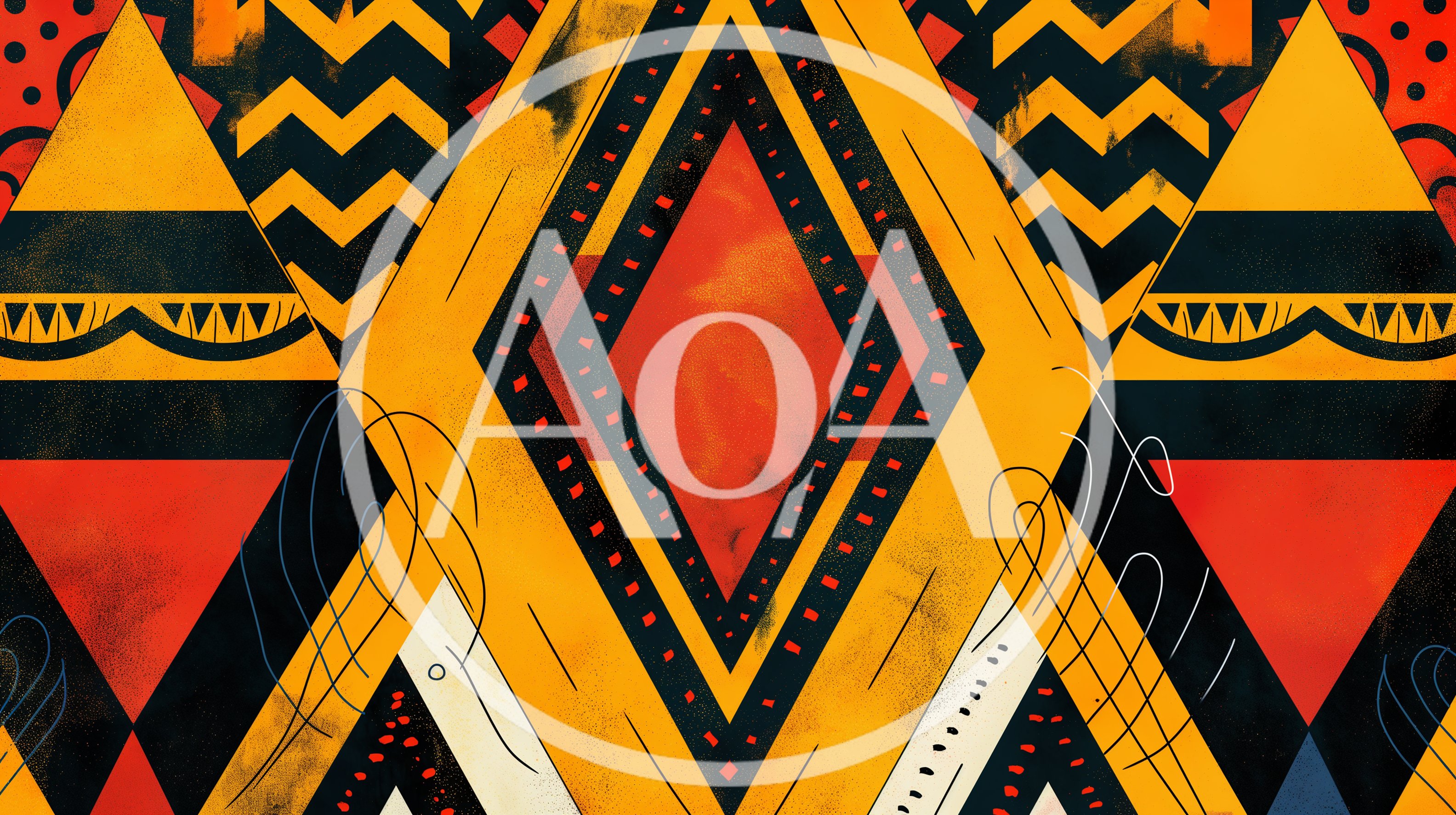 Abstract Geometric Pattern With African Inspired Tribal Motifs