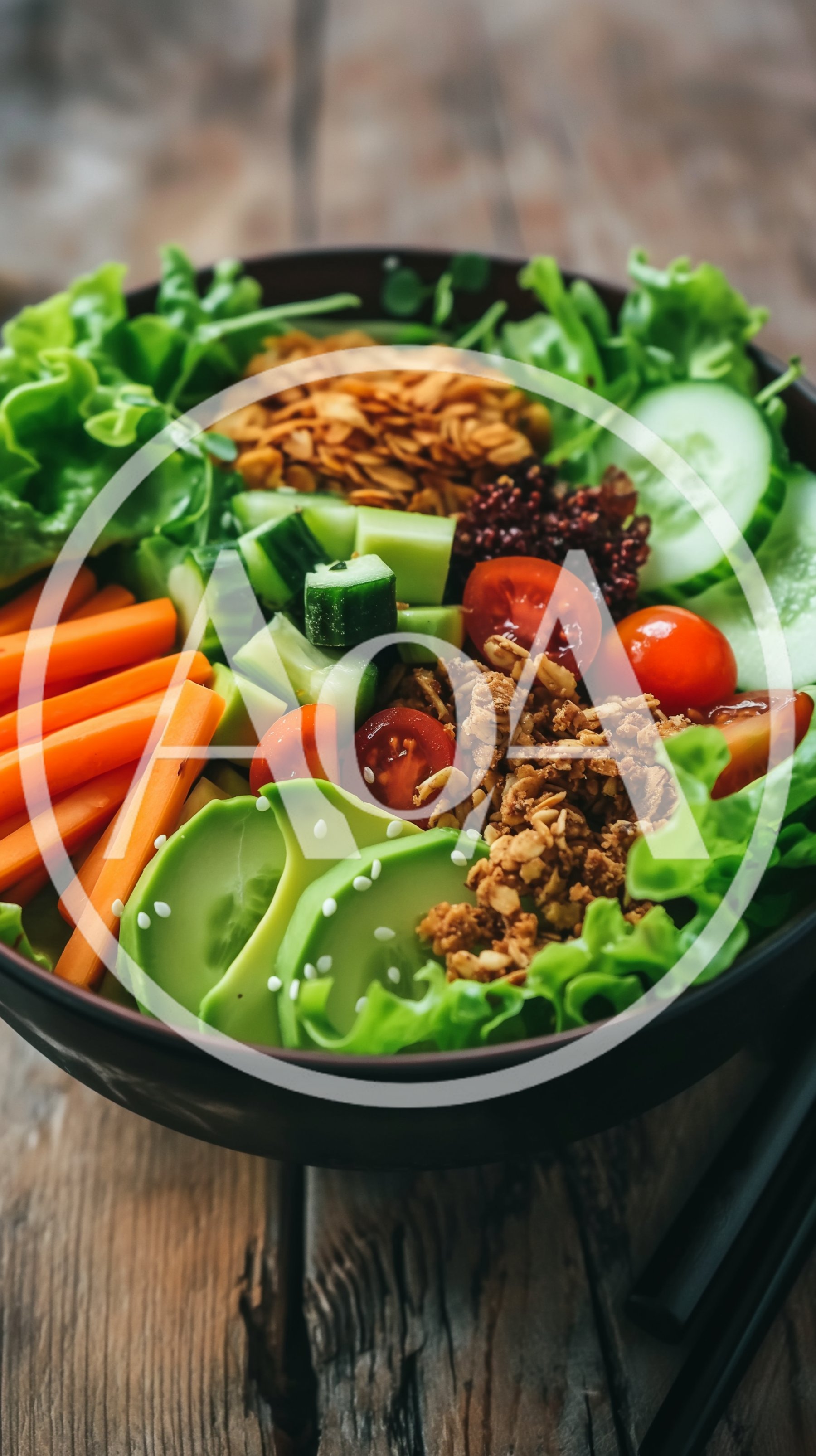 Fresh Healthy Vegetable Salad Bowl With Avocado And Carrots