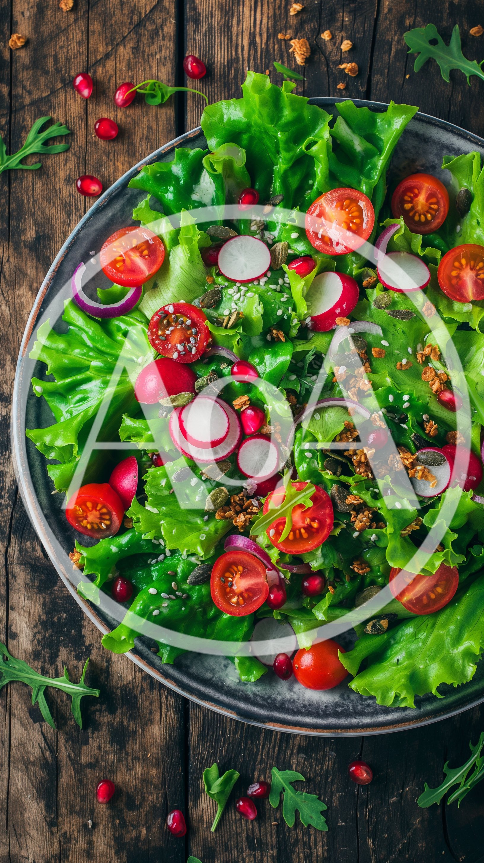 Fresh Vegetable Salad with Pomegranate and Seeds